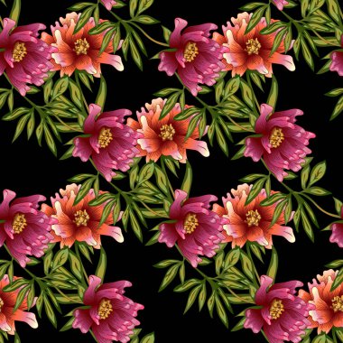 Pembe şakayık çiçekleri bir vektör tarzı. Sorunsuz arka plan deseni. Kumaş duvar kağıdı yazdırma doku. Bitki tam adı: şakayık. Arka plan, sarıcı desen, çerçeve veya kenarlık için vektör çiçek.