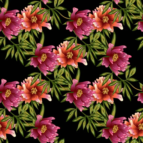 Pembe şakayık çiçekleri bir vektör tarzı. Sorunsuz arka plan deseni. Kumaş duvar kağıdı yazdırma doku. Bitki tam adı: şakayık. Arka plan, sarıcı desen, çerçeve veya kenarlık için vektör çiçek.