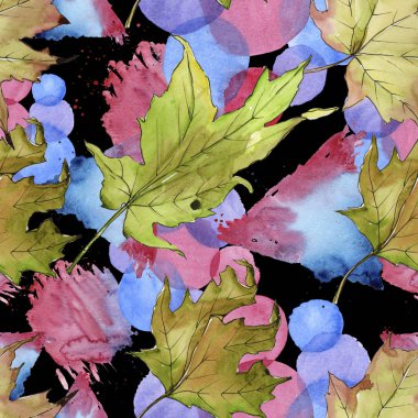 Akçaağaç suluboya tarzında bırakır. Sorunsuz arka plan deseni. Kumaş duvar kağıdı yazdırma doku. Aquarelle yaprak için arka plan, doku, sarıcı desen, çerçeve veya kenarlık.