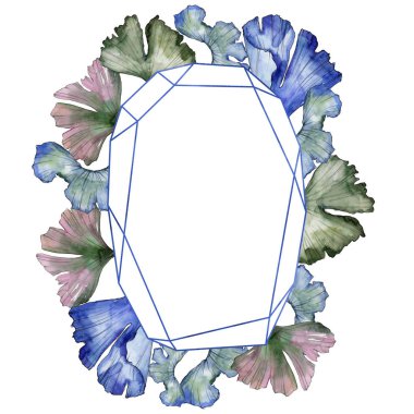 Ginkgo suluboya tarzında bırakır. Çerçeve kenarlığı süsleme Meydanı. Aquarelle yaprak için arka plan, doku, sarıcı desen, çerçeve veya kenarlık.