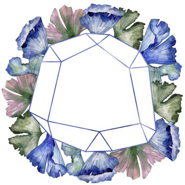 Ginkgo suluboya tarzında bırakır. Çerçeve kenarlığı süsleme Meydanı. Aquarelle yaprak için arka plan, doku, sarıcı desen, çerçeve veya kenarlık.