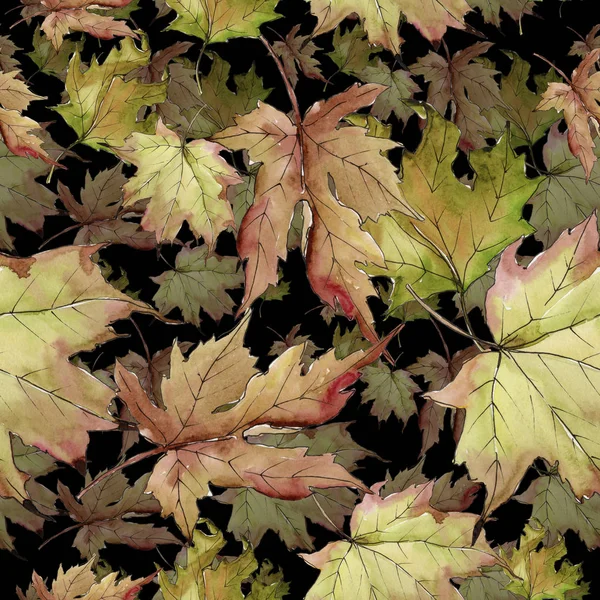 Maple Leaves Watercolor Style Seamless Background Pattern Fabric Wallpaper Print — Stock Photo, Image