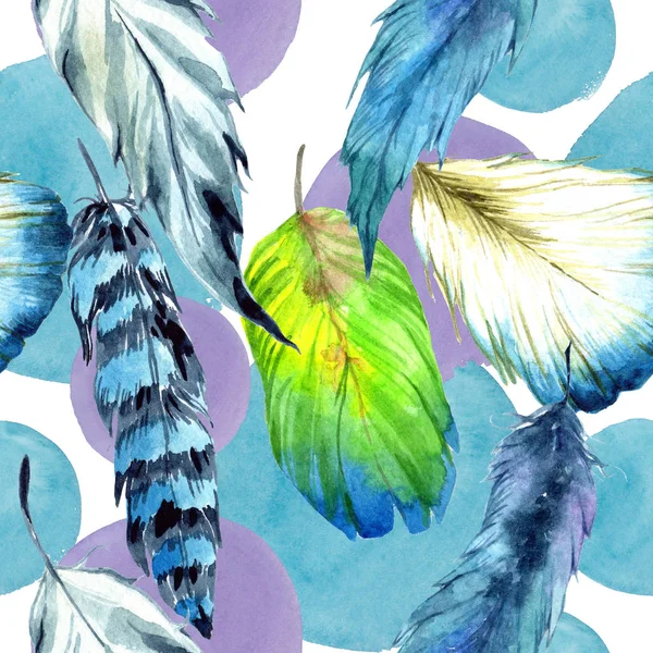 Suluboya kuş tüyü Wing. Sorunsuz arka plan deseni. Kumaş duvar kağıdı yazdırma doku. Aquarelle tüy için arka plan, doku, sarıcı desen, çerçeve veya kenarlık.