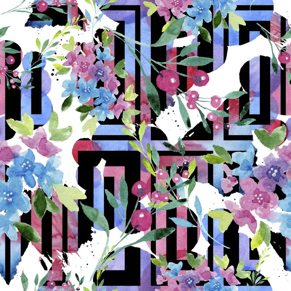 Kolorowe Myosotis Botaniczny Kwiat Kwiatowy Bezszwowe Tło Wzór Tkanina Tapeta — Zdjęcie stockowe