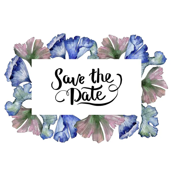 Ginkgo suluboya tarzında bırakır. Çerçeve kenarlığı süsleme Meydanı. Aquarelle yaprak için arka plan, doku, sarıcı desen, çerçeve veya kenarlık.