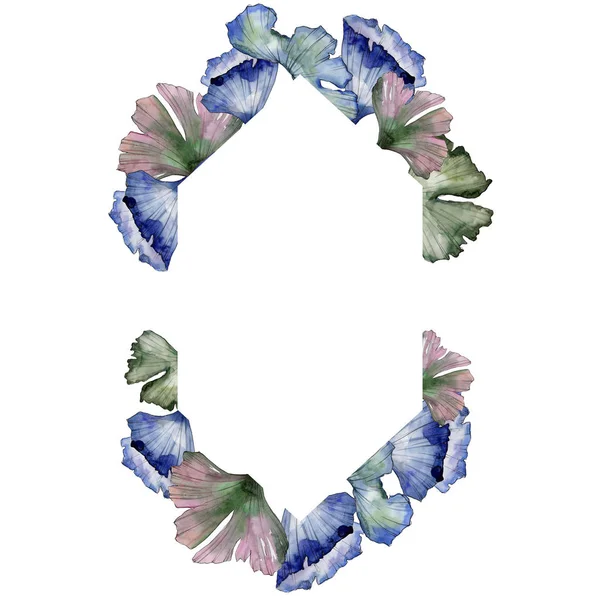 Ginkgo suluboya tarzında bırakır. Çerçeve kenarlığı süsleme Meydanı. Aquarelle yaprak için arka plan, doku, sarıcı desen, çerçeve veya kenarlık.