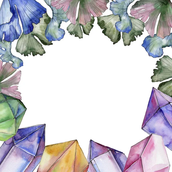 Feuilles Ginkgo Dans Style Aquarelle Cadre Bordure Ornement Carré Feuille — Photo