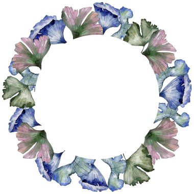 Ginkgo suluboya tarzında bırakır. Çerçeve kenarlığı süsleme Meydanı. Aquarelle yaprak için arka plan, doku, sarıcı desen, çerçeve veya kenarlık.