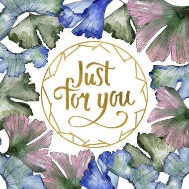 Ginkgo suluboya tarzında bırakır. Çerçeve kenarlığı süsleme Meydanı. Aquarelle yaprak için arka plan, doku, sarıcı desen, çerçeve veya kenarlık.