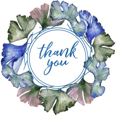 Ginkgo suluboya tarzında bırakır. Çerçeve kenarlığı süsleme Meydanı. Aquarelle yaprak için arka plan, doku, sarıcı desen, çerçeve veya kenarlık.