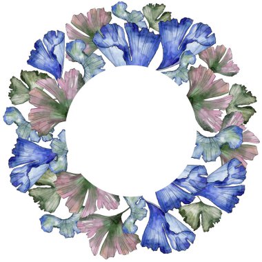Ginkgo suluboya tarzında bırakır. Çerçeve kenarlığı süsleme Meydanı. Aquarelle yaprak için arka plan, doku, sarıcı desen, çerçeve veya kenarlık.