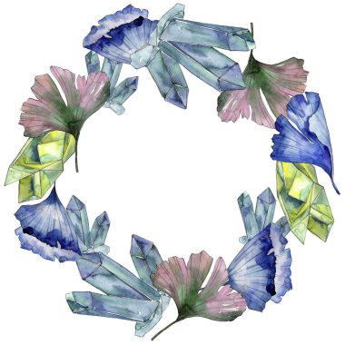 Ginkgo suluboya tarzında bırakır. Çerçeve kenarlığı süsleme Meydanı. Aquarelle yaprak için arka plan, doku, sarıcı desen, çerçeve veya kenarlık.