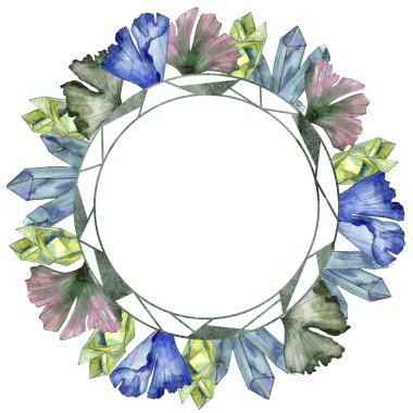 Ginkgo suluboya tarzında bırakır. Çerçeve kenarlığı süsleme Meydanı. Aquarelle yaprak için arka plan, doku, sarıcı desen, çerçeve veya kenarlık.