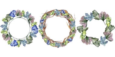 Ginkgo suluboya tarzında bırakır. Çerçeve kenarlığı süsleme Meydanı. Aquarelle yaprak için arka plan, doku, sarıcı desen, çerçeve veya kenarlık.