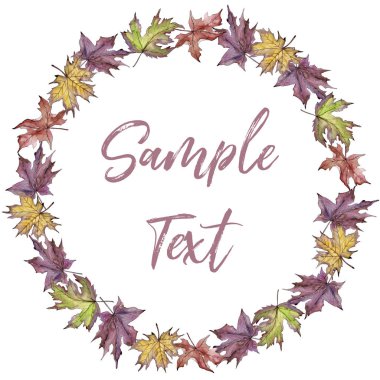 Akçaağaç izole bir suluboya tarzında bırakır. Çerçeve kenarlığı süsleme Meydanı. Aquarelle yaprak için arka plan, doku, sarıcı desen, çerçeve veya kenarlık.