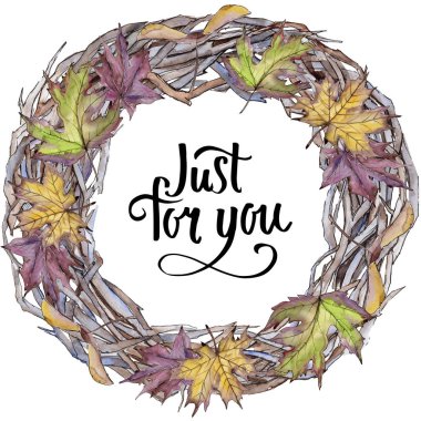 Akçaağaç izole bir suluboya tarzında bırakır. Çerçeve kenarlığı süsleme Meydanı. Aquarelle yaprak için arka plan, doku, sarıcı desen, çerçeve veya kenarlık.