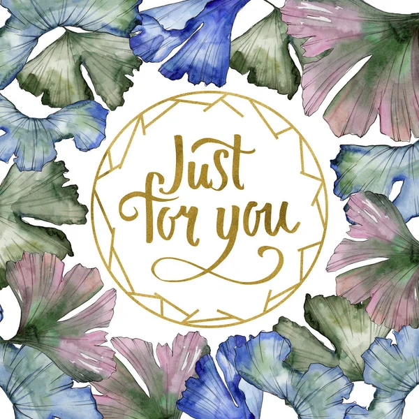 Ginkgo suluboya tarzında bırakır. Çerçeve kenarlığı süsleme Meydanı. Aquarelle yaprak için arka plan, doku, sarıcı desen, çerçeve veya kenarlık.