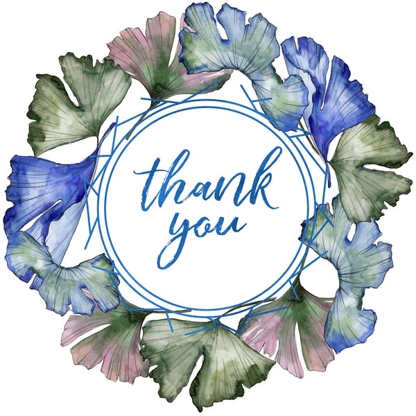 Ginkgo leaves in a watercolor style. Frame border ornament square. Aquarelle leaf for background, texture, wrapper pattern, frame or border.