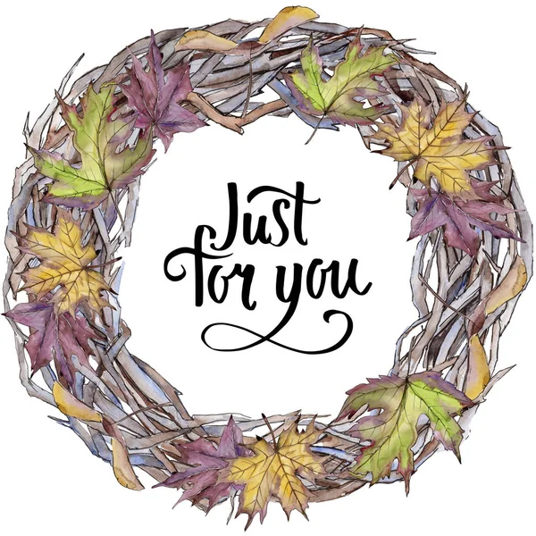 Akçaağaç izole bir suluboya tarzında bırakır. Çerçeve kenarlığı süsleme Meydanı. Aquarelle yaprak için arka plan, doku, sarıcı desen, çerçeve veya kenarlık.