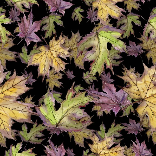 Maple Leaves Watercolor Style Isolated Seamless Background Pattern Fabric Wallpaper — Stock Photo, Image