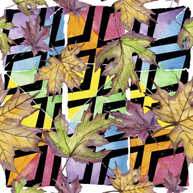 Akçaağaç yaprağı. Yaprak bitki botanik bahçe çiçek yaprakları. Sorunsuz arka plan deseni. 