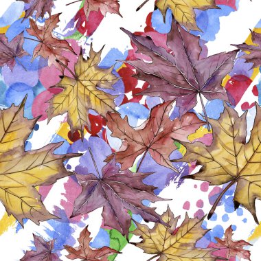 Akçaağaç yaprağı. Yaprak bitki botanik bahçe çiçek yaprakları. Sorunsuz arka plan deseni. 