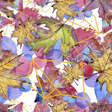 Akçaağaç yaprağı. Yaprak bitki botanik bahçe çiçek yaprakları. Sorunsuz arka plan deseni. 