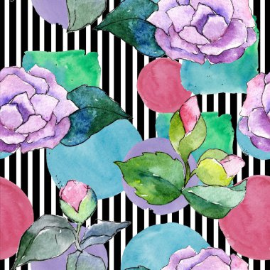 Pembe kamelya. Botanik çiçek. Sorunsuz arka plan deseni. Kumaş duvar kağıdı yazdırma doku. Arka plan, doku, sarıcı desen, çerçeve veya kenarlık için Aquarelle kır çiçeği.