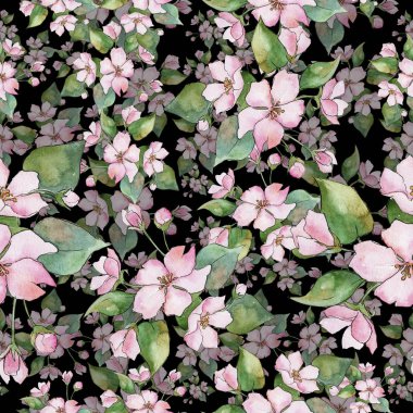 Pembe kiraz çiçekleri. Botanik çiçek. Sorunsuz arka plan deseni.