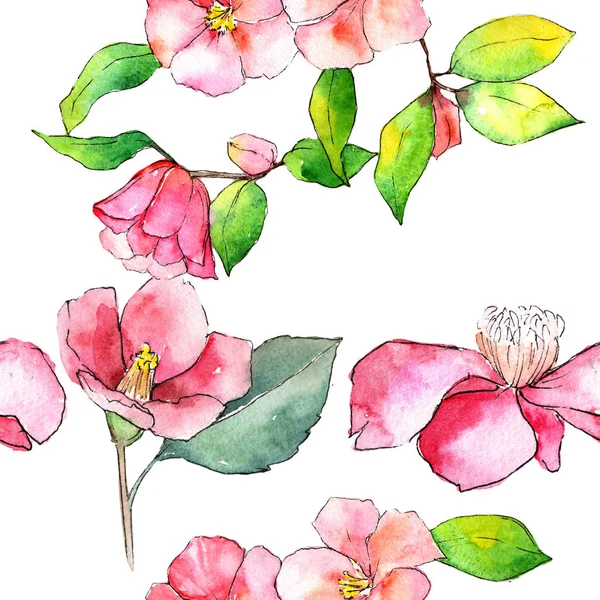 핑크 카멜리아입니다. 꽃 식물 꽃입니다. 원활한 배경 패턴. — 스톡 사진