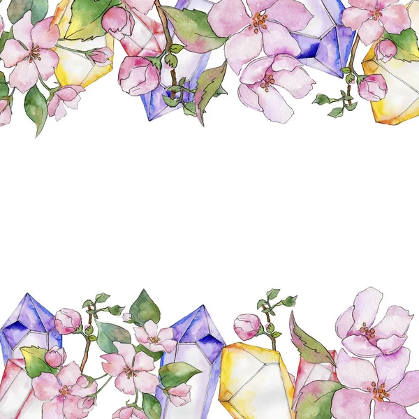 체리 핑크의 꽃 꽃 식물 꽃입니다. 프레임 테두리 장식 스퀘어. — 스톡 사진