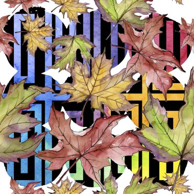 Akçaağaç yaprağı. Yaprak bitki botanik bahçe çiçek yaprakları. Sorunsuz arka plan deseni. 