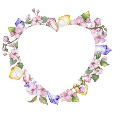 Pembe kiraz çiçekleri. Botanik çiçek. Çerçeve kenarlığı süsleme Meydanı.