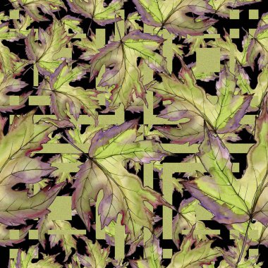 Akçaağaç yaprağı. Yaprak bitki botanik bahçe çiçek yaprakları. Sorunsuz arka plan deseni. 