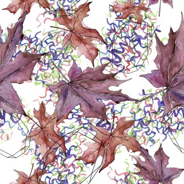 Akçaağaç yaprağı. Yaprak bitki botanik bahçe çiçek yaprakları. Sorunsuz arka plan deseni. 