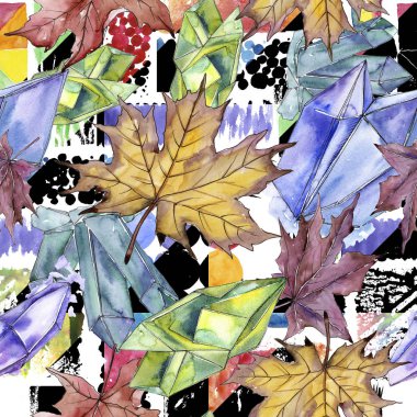 Akçaağaç yaprağı. Yaprak bitki botanik bahçe çiçek yaprakları. Sorunsuz arka plan deseni. 