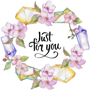 Pembe kiraz çiçekleri. Botanik çiçek. Çerçeve kenarlığı süsleme Meydanı.