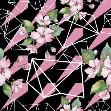 Pembe kiraz çiçekleri. Botanik çiçek. Sorunsuz arka plan deseni.