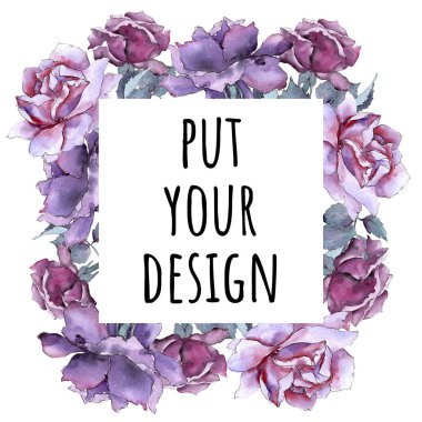 Renkli gül. Botanik çiçek. Çerçeve kenarlığı süsleme Meydanı.