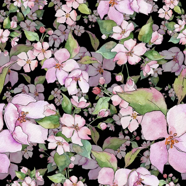 Pink cherry blossoms. Floral botanical flower. Seamless background pattern. — Stock Photo, Image