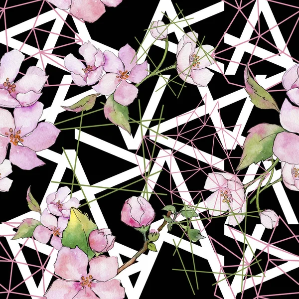 Třešňové květy. Květinové botanické květin. Vzor bezešvé pozadí. — Stock fotografie