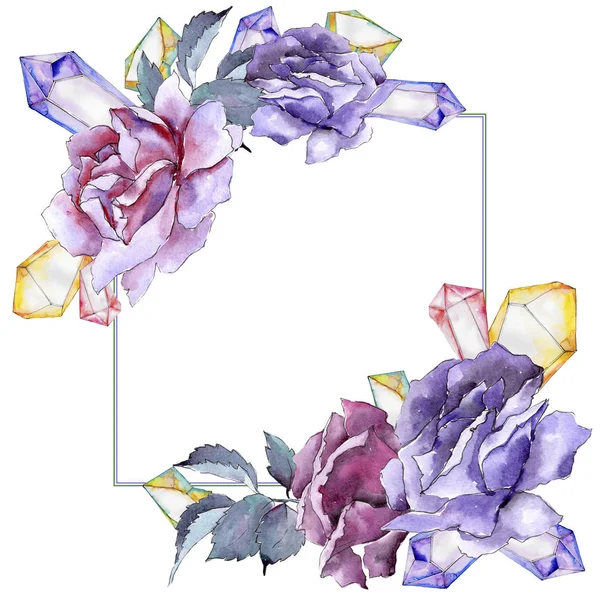 Rosa colorida. Floral flor botânica. Quadro borda ornamento quadrado . — Fotografia de Stock