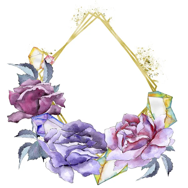 Bunte Rose. Blütenbotanische Blume. Rahmen Rand Ornament Quadrat. — Stockfoto