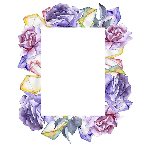 다채로운 로즈입니다. 꽃 식물 꽃입니다. 프레임 테두리 장식 스퀘어. — 스톡 사진