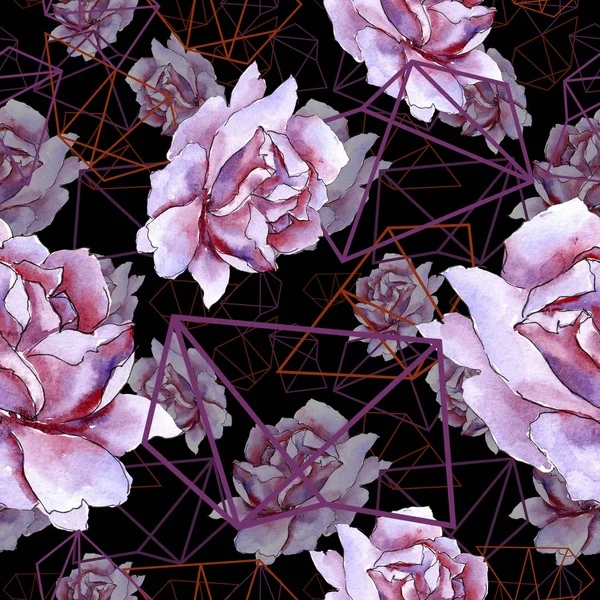 Красочная Роза Цветочный Ботанический Цветок Бесшовный Рисунок Фона Ткань Обои — стоковое фото