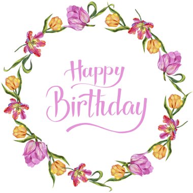 Renkli yaz lale. Botanik çiçek. Çerçeve kenarlığı süsleme Meydanı.