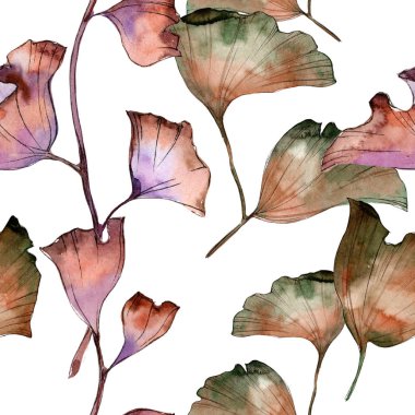Ginkgo yaprağı. Yaprak bitki botanik bahçe çiçek yaprakları. Sorunsuz arka plan deseni. Kumaş duvar kağıdı yazdırma doku. Aquarelle yaprak için arka plan, doku, sarıcı desen, çerçeve veya kenarlık.