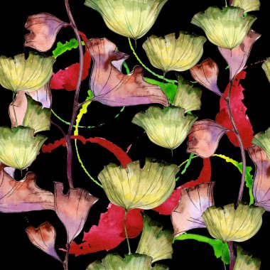 Ginkgo yaprağı. Yaprak bitki botanik bahçe çiçek yaprakları. Sorunsuz arka plan deseni. Kumaş duvar kağıdı yazdırma doku. Aquarelle yaprak için arka plan, doku, sarıcı desen, çerçeve veya kenarlık.