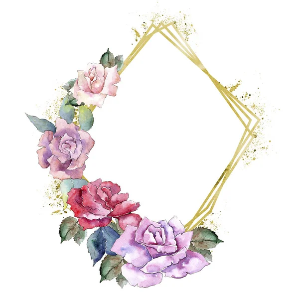 Τρυφερό Ροζ Τριαντάφυλλα Floral Βοτανικό Λουλούδι Πλατεία Στολίδι Περίγραμμα Πλαισίου — Φωτογραφία Αρχείου