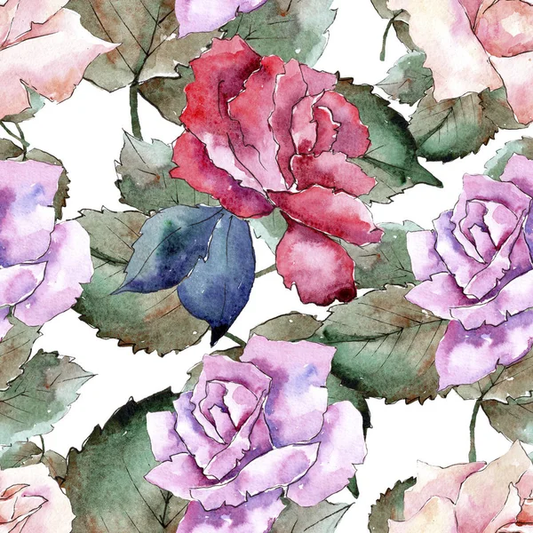 Нежные Розовые Розы Цветочный Ботанический Цветок Бесшовный Рисунок Фона Ткань — стоковое фото
